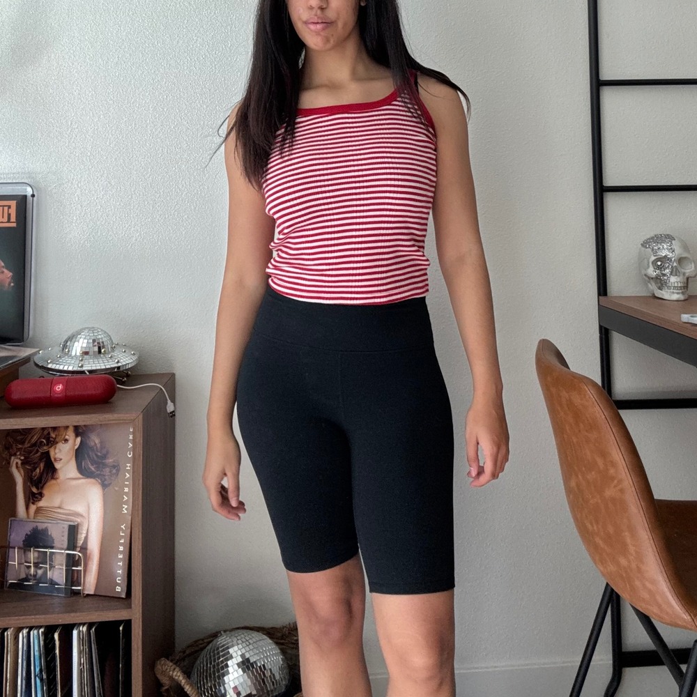 Fabletics PowerHold High Waisted Biker Shorts Black Compression Cycling Shorts